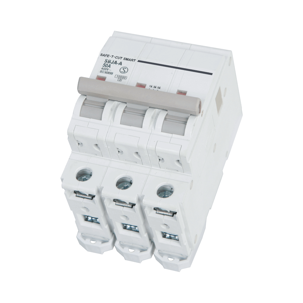 เซอร์กิตเบรกเกอร์ 50 แอมป์ 3 โพล 10KA เซฟ-ที-คัท สมาร์ท รุ่น US สีขาว